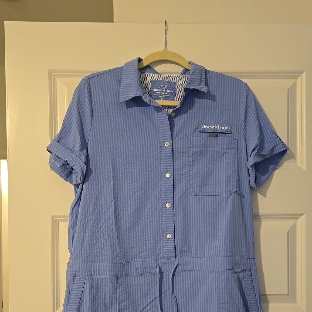 Vineyard Vines Blue Striped Short Sleeve Dress/Beach Cover Up